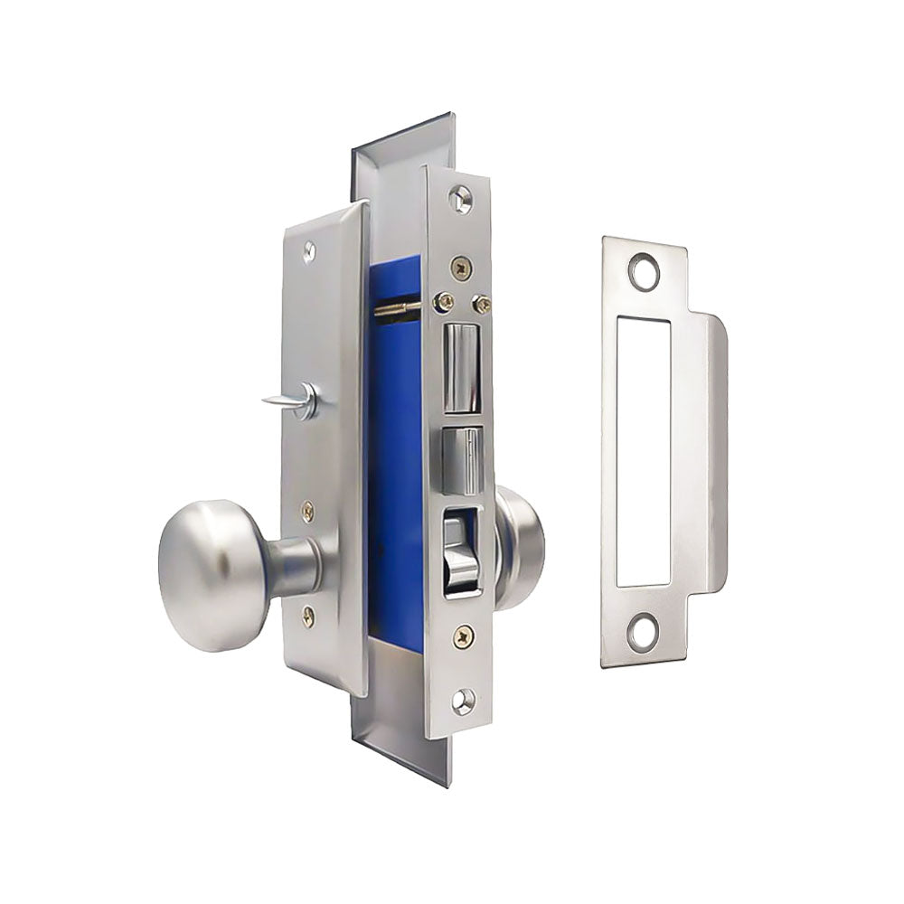 ECS HARDWARE - Durable Heavy Duty Mortise Knob Lock 26D Satin Chrome - 2-1/2" Backset Entrance - Right Handed