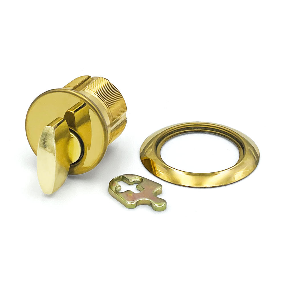 ECS HARDWARE - Durable Premium Thumb Turn Mortise Cylinder - 1-1/8" US3 Polished Brass
