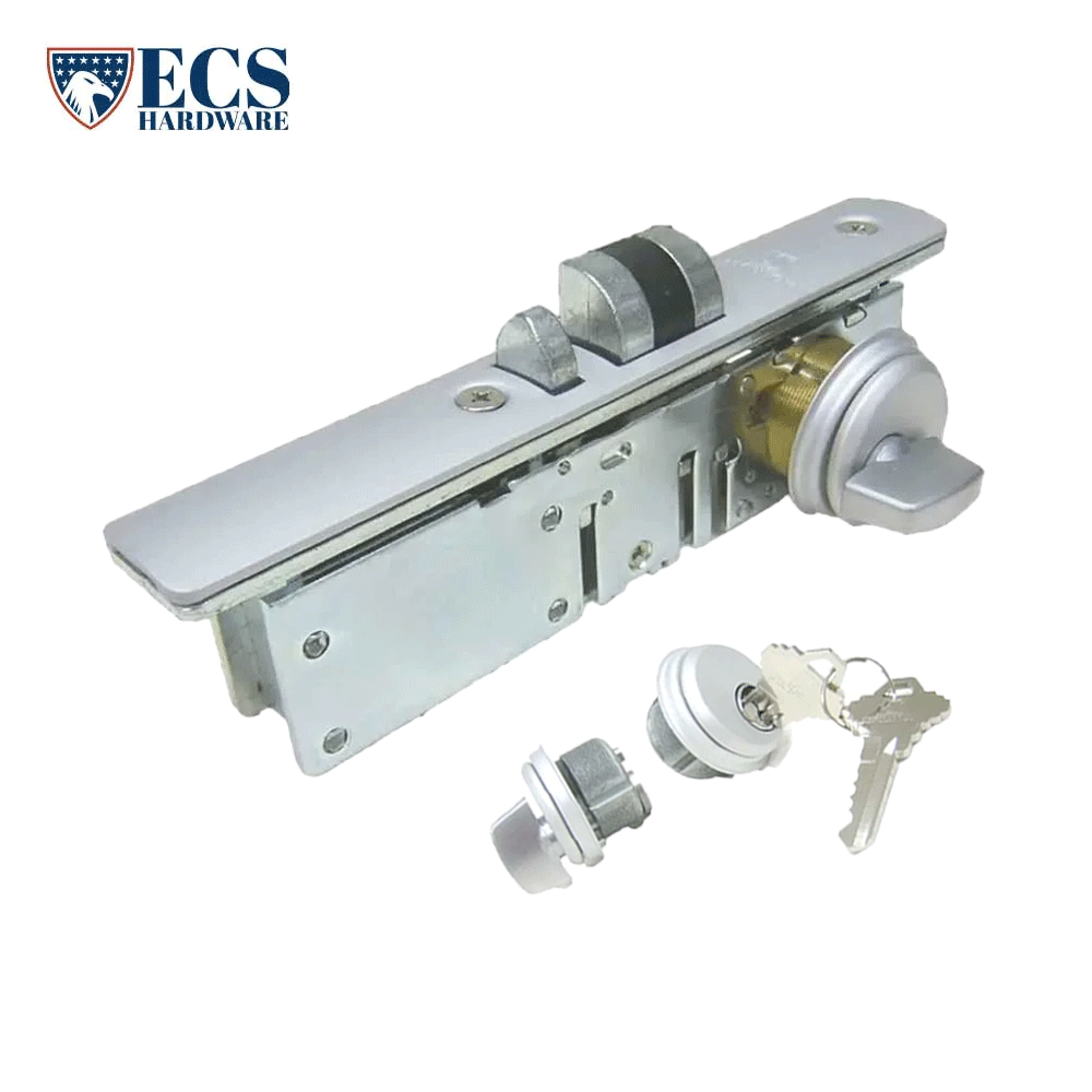 ECS HARDWARE - 31/32" Backset Zinc Plated Steel Lock Body with 2 Aluminum Faceplates and 1-5/32” Diameter Aluminum Finish Zinc Mortise Cylinder SC1 Keyway with 2 Brass Keys