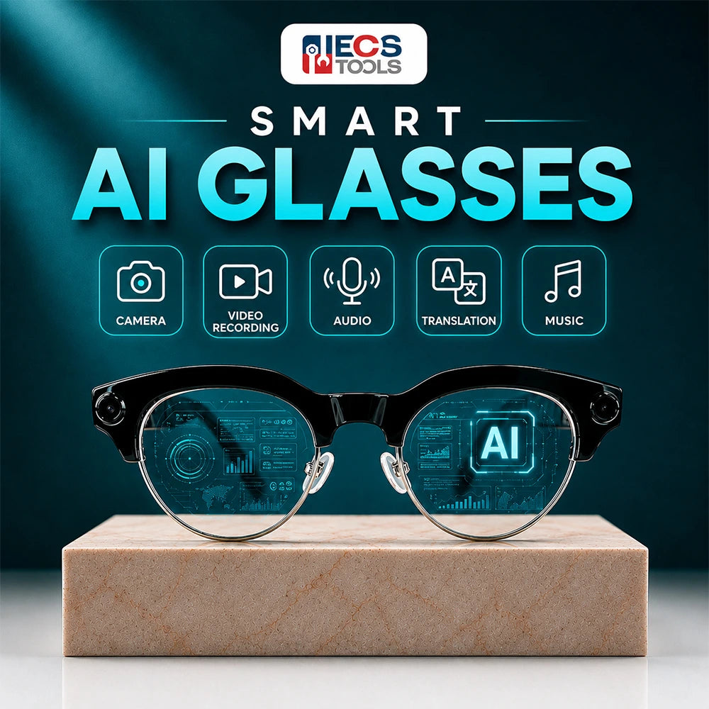 ECS TOOLS AI Glasses with Camera, Video Recording, Audio, Translation and Music