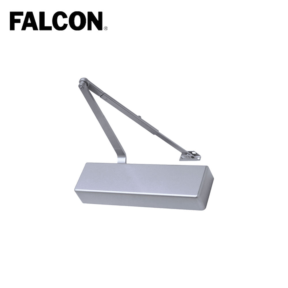 Falcon SC71A Series Heavy Duty Surface Door Closer Regular Arm with Parallel Arm Bracket - Full Plastic Cover - Grade 1 - 689 (Aluminum Painted)
