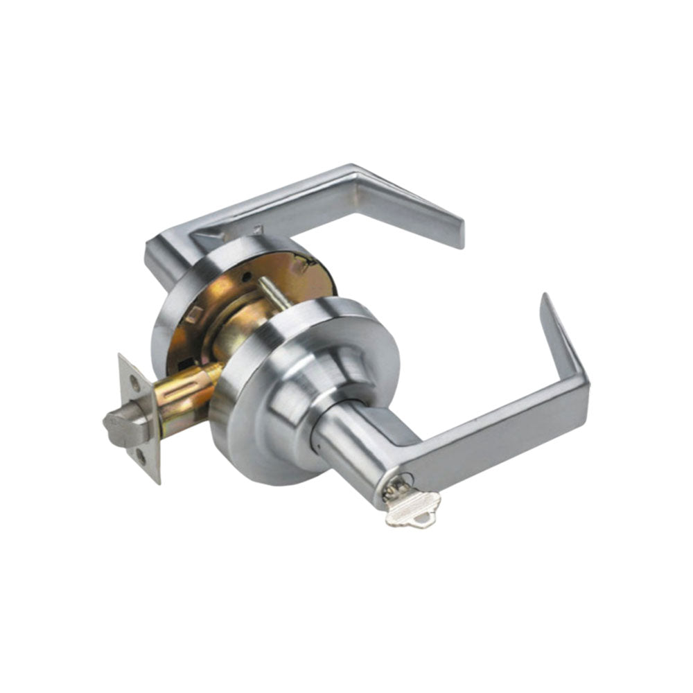 Fortis Doors - FDC101 - Cylindrical Lever Set with Storeroom Function - Grade 1 - US26D - Satin Chromium Plated (626)