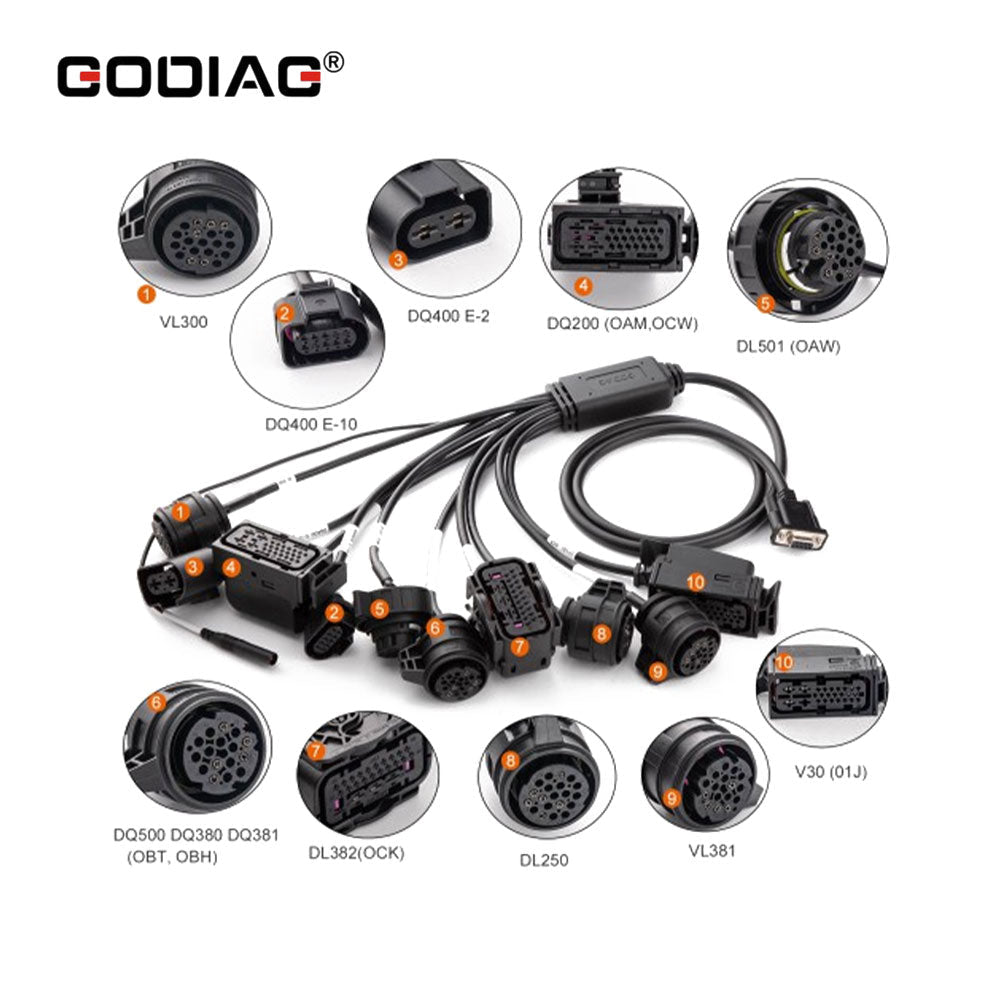 GODIAG 9-In-1 Gearbox Cable Set Work with GT107 Plus for VAG DQ200/DQ250/DQ500/DQ381/DQ400E