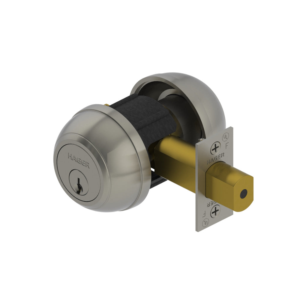 HAGER - 3114 - Deadlock Double Cylinder with 2-3/4 Backsets and Keyed Different - Satin Chrome