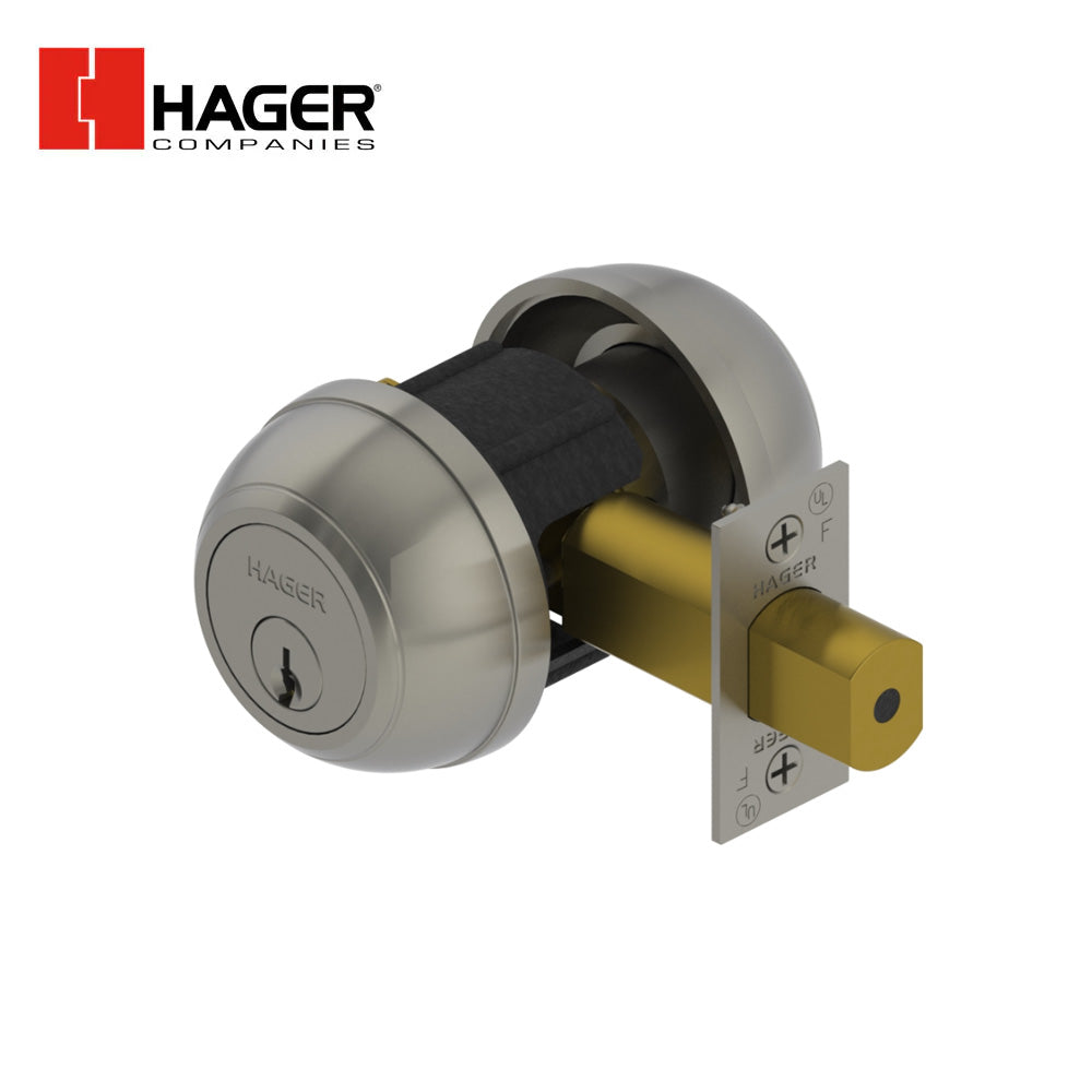 HAGER - 3114 - Deadlock Double Cylinder with 2-3/4 Backsets and Keyed Different - Satin Chrome