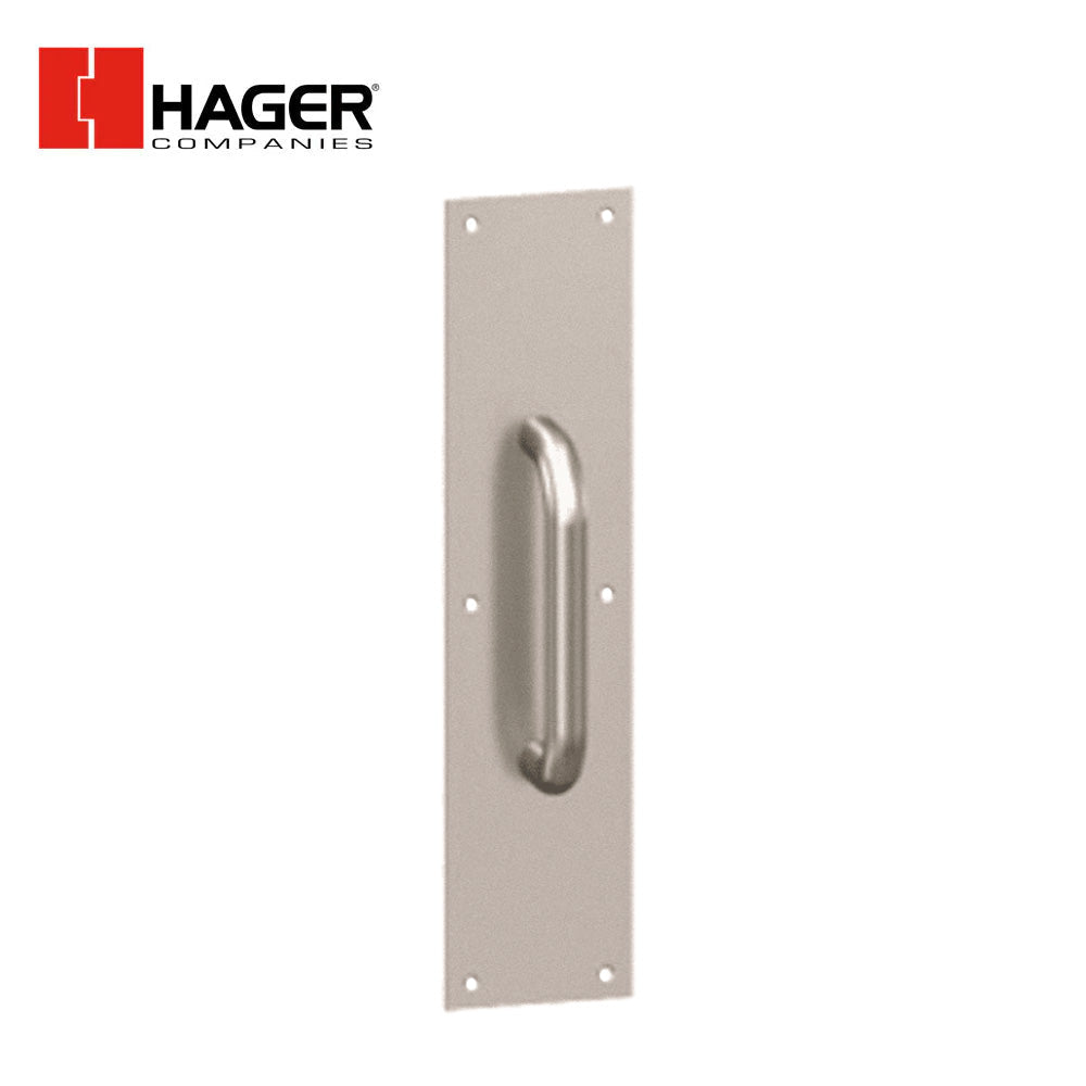 HAGER - 33J - Pull Plate - Square Corner with 3/4 Round Pull and 10 CTC - Satin Stainless Steel