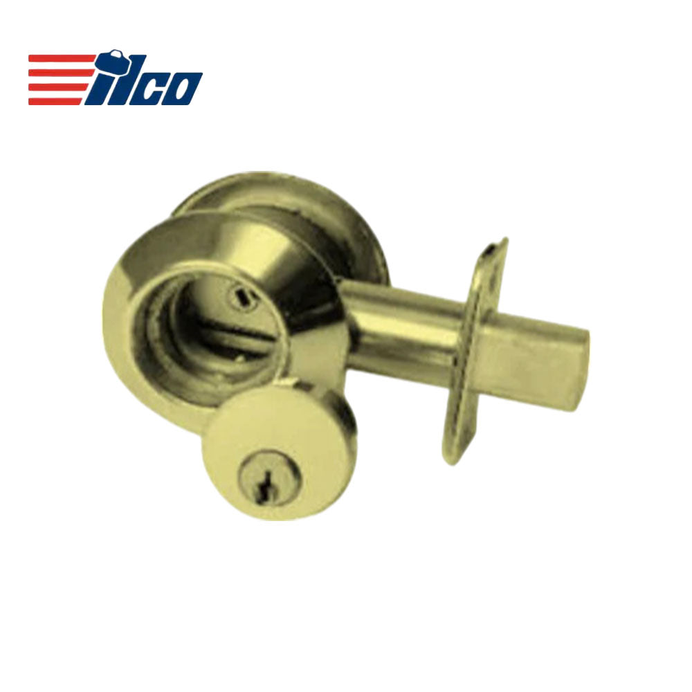 ILCO - Mortise Cylinder Heavy Duty Standard Deadbolt - 2-3/8 Backset - Bright Brass - Grade 2 (Without Single Cylinder)