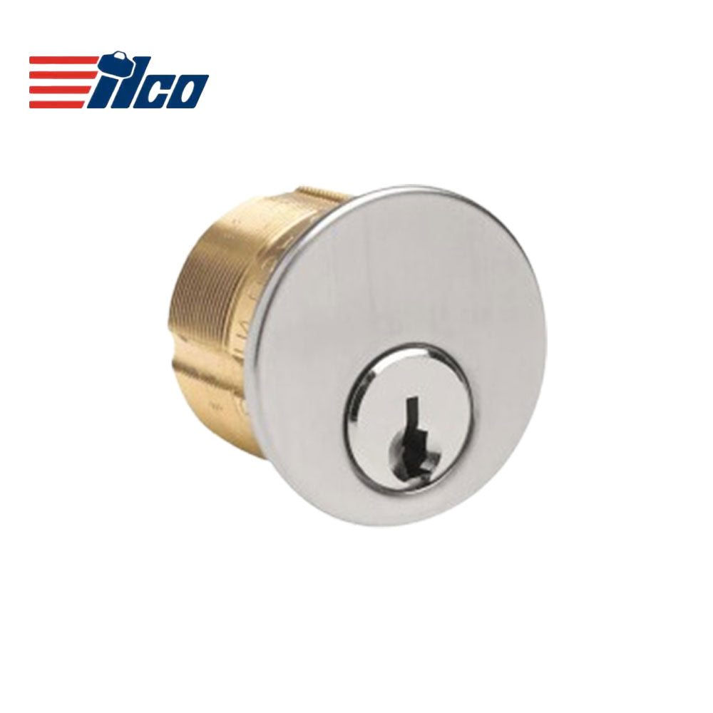 ILCO - 7185 - Mortise Cylinder - 5 Pin - 1 1/8" - Arrow - Standard Cam - KD - Grade 1 - US32D - Satin Stainless Steel (630)