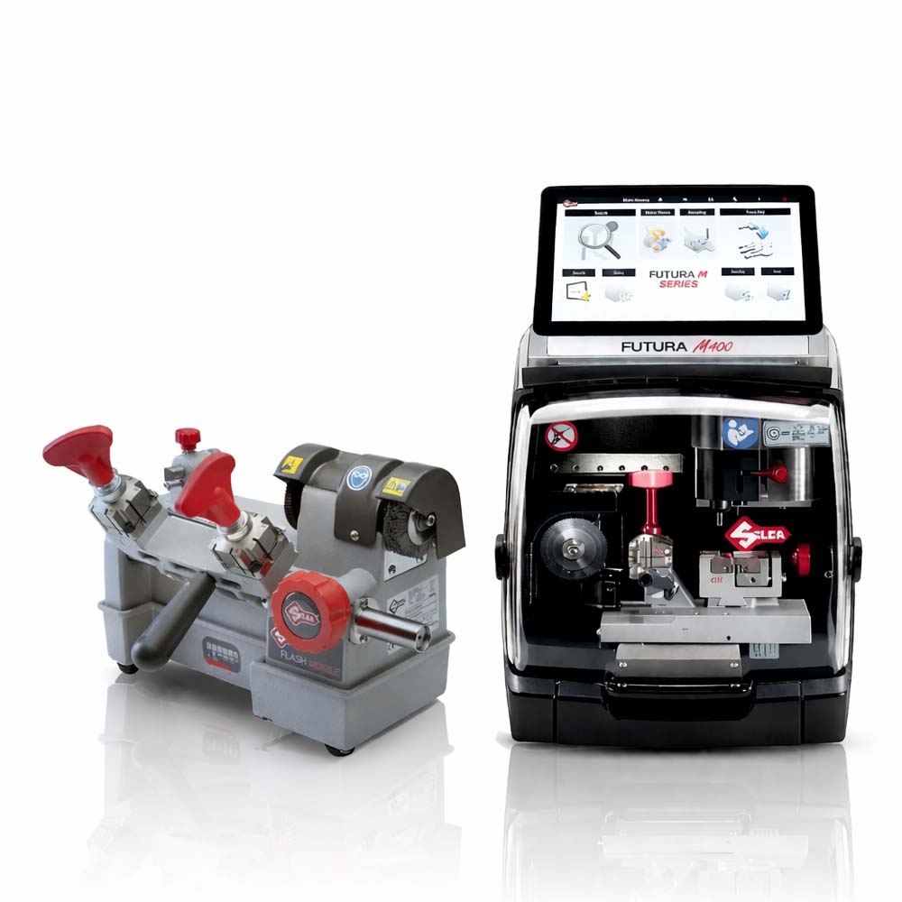 ILCO Futura M400 New Gen Electronic Key Cutting Machine Bundle with Flash Mobile Battery Operated Key Duplicator