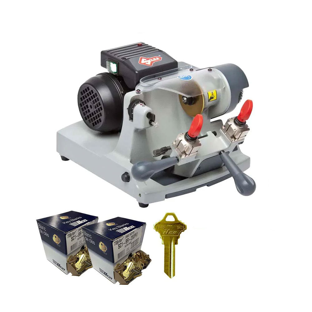 ILCO Speed 045 Manual Key Duplicator Machine with 2 Packs of 250 SC1 Key Blanks