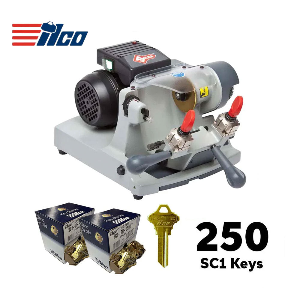 ILCO Speed 045 Manual Key Duplicator Machine with 2 Packs of 250 SC1 Key Blanks