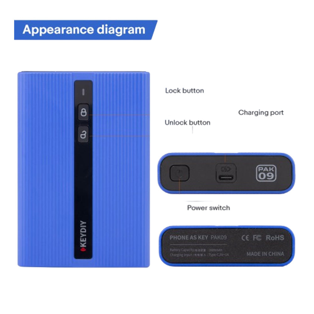 KEYDIY PAK09 Phone As Key Adapter Box for VW Audi Porsche Benz, Supports Up to 6 Physical Keys