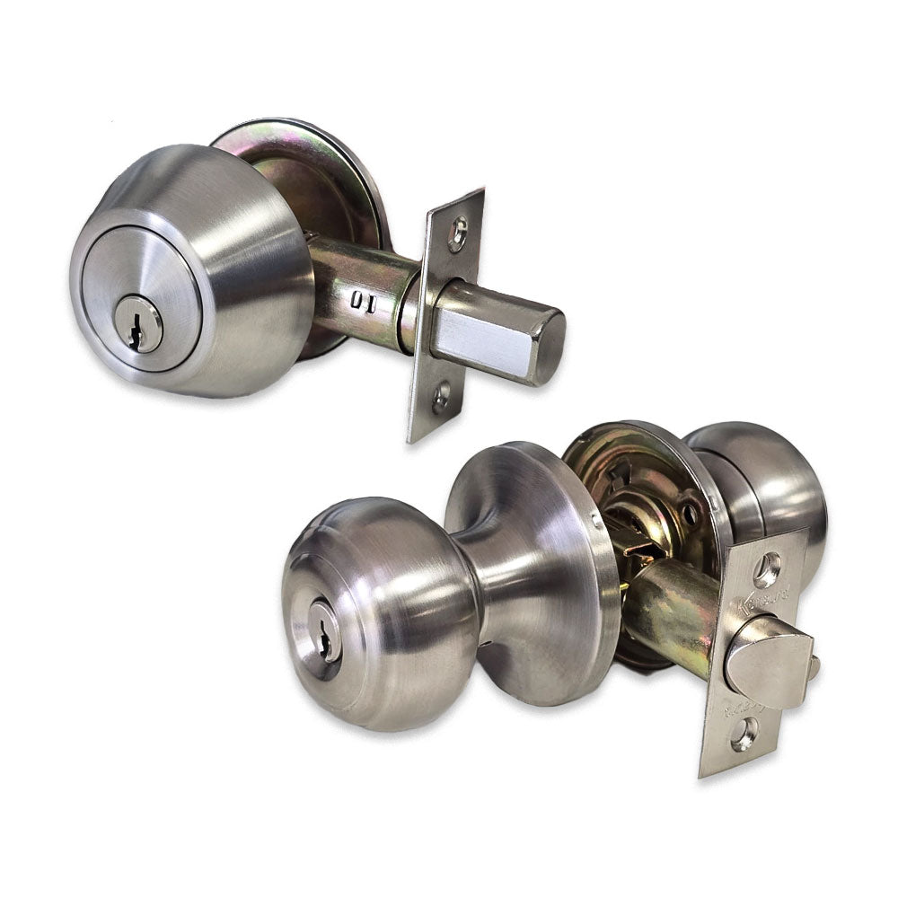 Knob & Deadbolt Combo Lockset Satin Chrome & Master Key KCL01M-SS-SC1