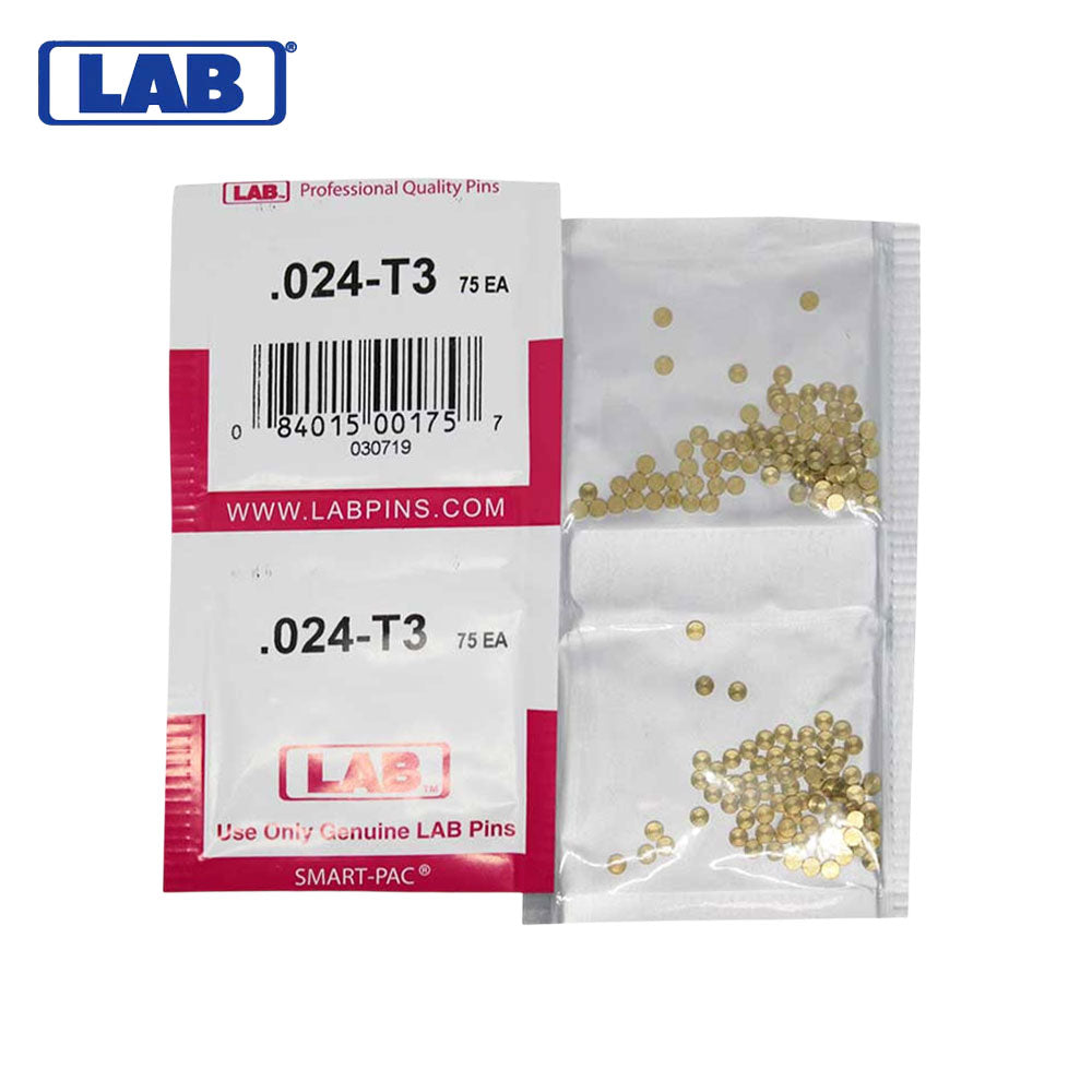 LAB - 024T - .024 Top Pin - .115 Diameter - Crown .003 Universal - Color-Coded - Brass Alloy - Smart Pack 150 Pins