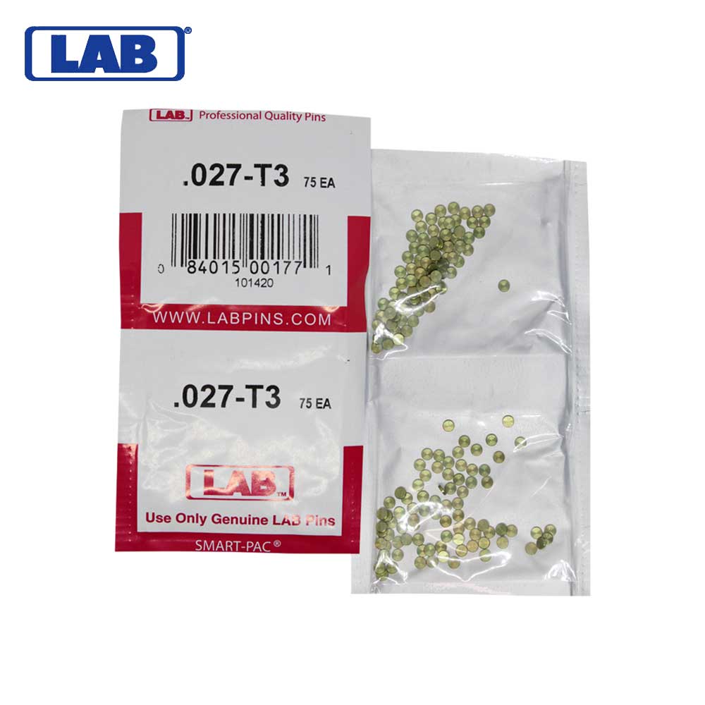 LAB - 027T - .027 Top Pin - .115 Diameter - Crown .003 Universal - Color-Coded - Brass Alloy - Smart Pack 150 Pins