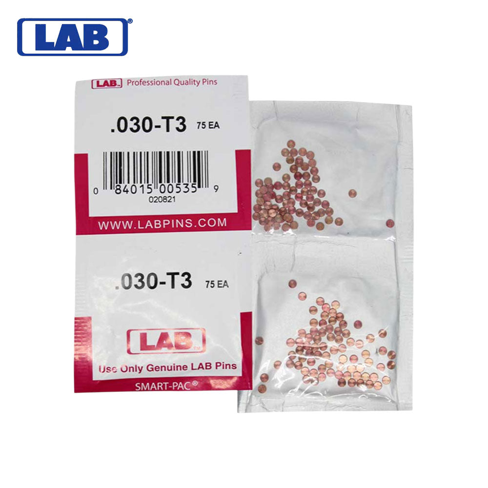 LAB - 030T - .030 Top Pin - .115 Diameter - Crown .003 Universal - Color-Coded - Brass Alloy - Smart Pack 150 Pins
