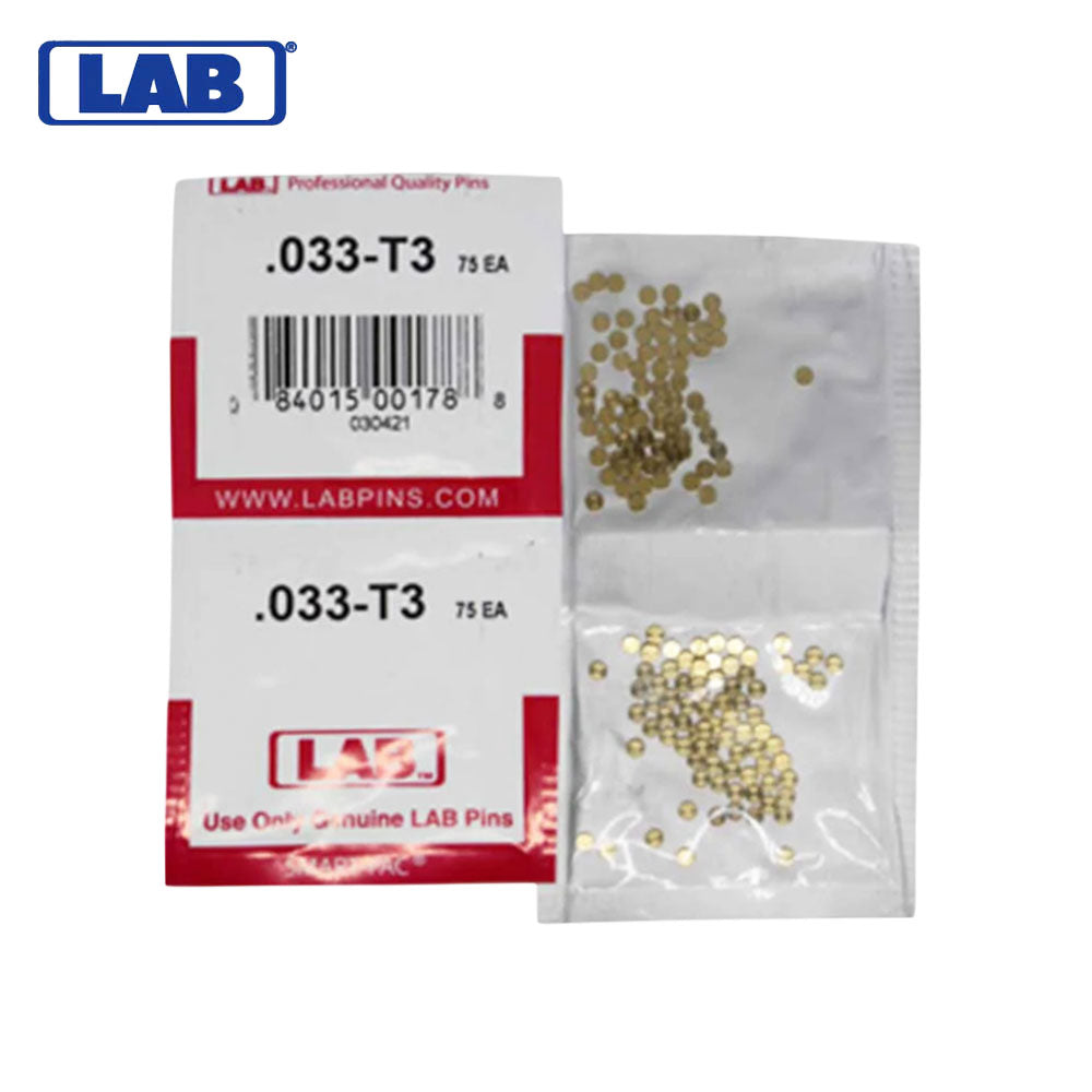 LAB - 033T - .033 Top Pin - .115 Diameter - Crown .003 Universal - Color-Coded - Brass Alloy - Smart Pack 150 Pins