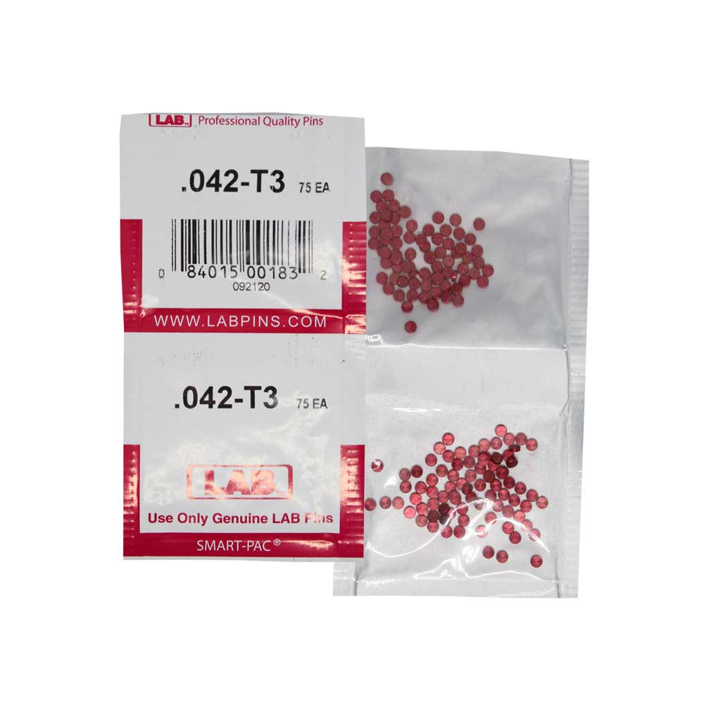 LAB - 042T - .042 Top Pin - .115 Diameter - Crown .003 Universal - Color-Coded - Brass Alloy - Smart Pack 150 Pins