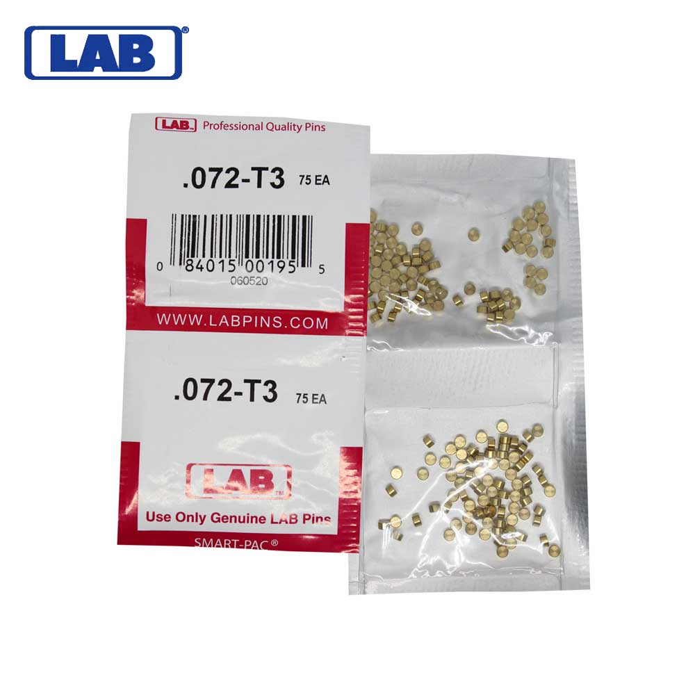 LAB - 072T - .072 Top Pin - .115 Diameter - Crown .003 Universal - Color-Coded - Brass Alloy - Smart Pack 150 Pins