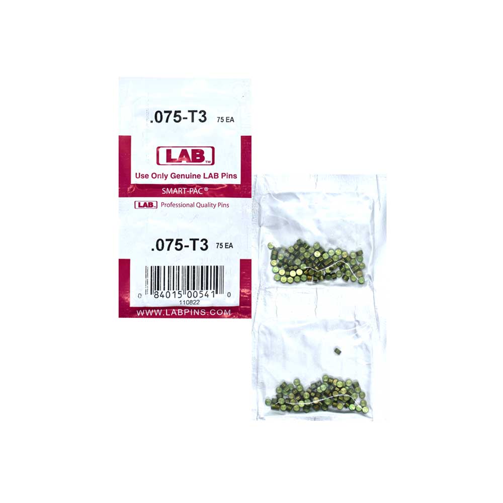 LAB - 075T - .075 Top Pin - .115 Diameter - Crown .003 Universal - Color-Coded - Brass Alloy - Smart Pack 150 Pins