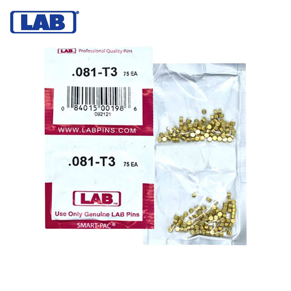 LAB - 081T - .081 Top Pin - .115 Diameter - Crown .003 Universal - Color-Coded - Brass Alloy - Smart Pack 150 Pins