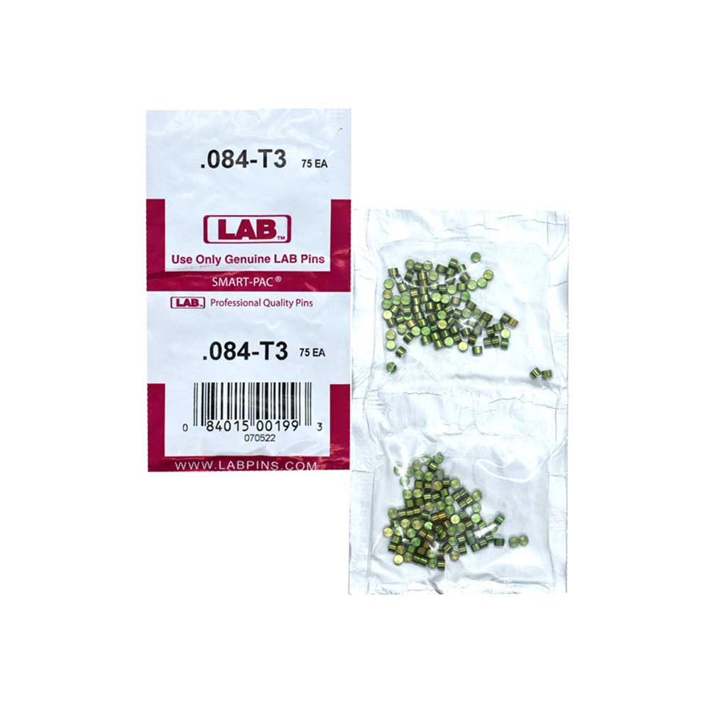 LAB - 084T - .084 Top Pin - .115 Diameter - Crown .003 Universal - Color-Coded - Brass Alloy - Smart Pack 150 Pins
