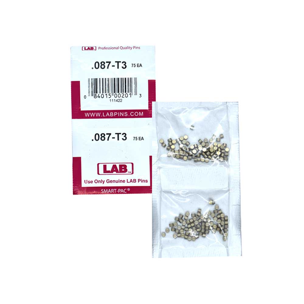 LAB - 087T - .087 Top Pin - .115 Diameter - Crown .003 Universal - Color-Coded - Brass Alloy - Smart Pack 150 Pins
