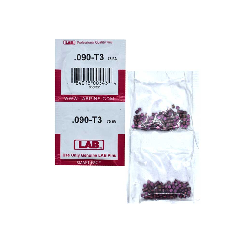 LAB - 090T - .090 Top Pin - .115 Diameter - Crown .003 Universal - Color-Coded - Brass Alloy - Smart Pack 150 Pins