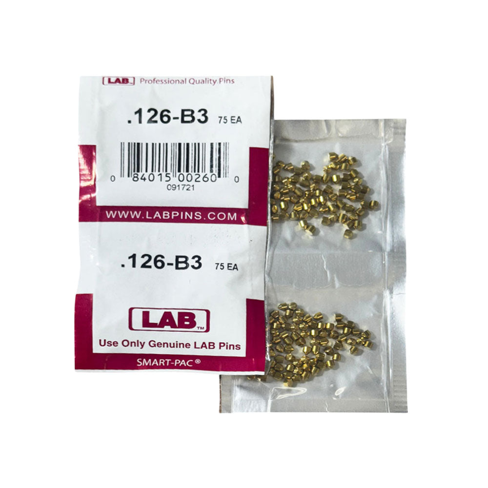 LAB - 126B - .126 Bottom Pin - .115 Diameter - Crown .003 Universal - Color-Coded - Brass Alloy - Smart Pack 150 Pins