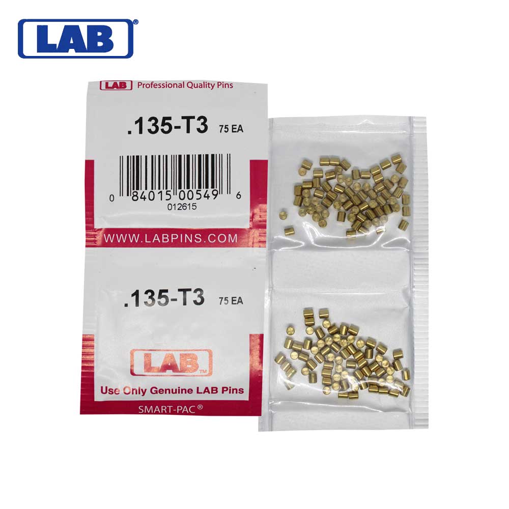 LAB - 135T - .135 Top Pin - .115 Diameter - Crown .003 Universal - Color-Coded - Brass Alloy - Smart Pack 150 Pins