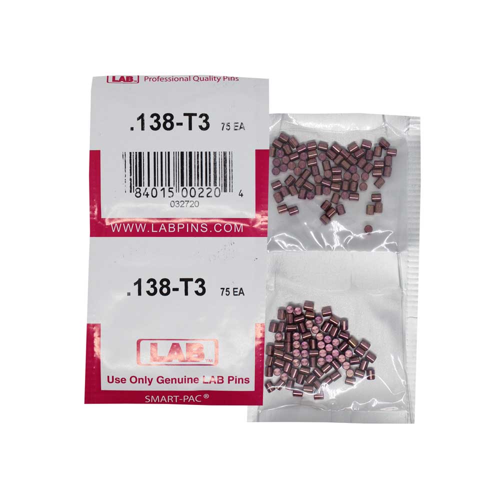 LAB - 138T - .138 Top Pin - .115 Diameter - Crown .003 Universal - Color-Coded - Brass Alloy - Smart Pack 150 Pins
