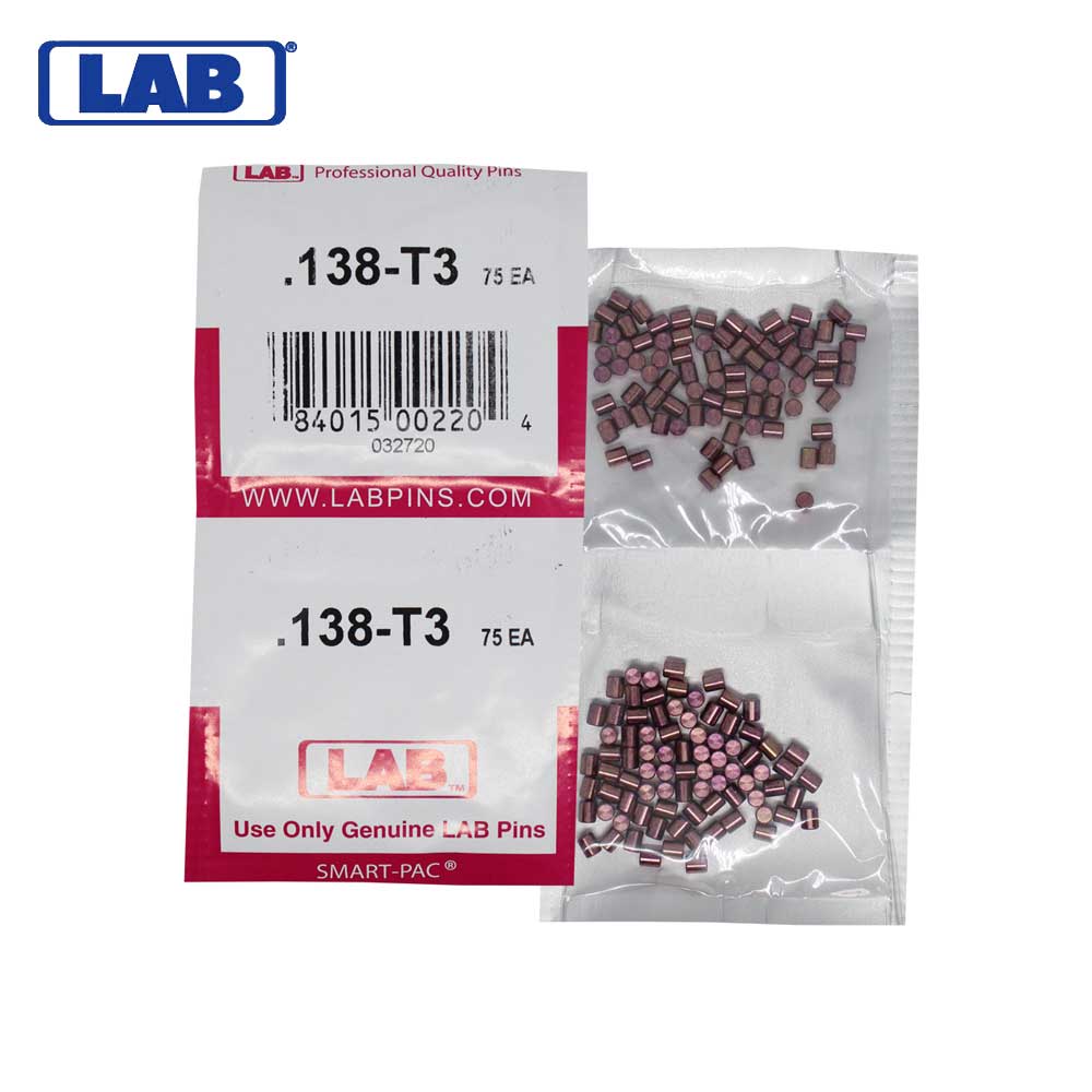 LAB - 138T - .138 Top Pin - .115 Diameter - Crown .003 Universal - Color-Coded - Brass Alloy - Smart Pack 150 Pins