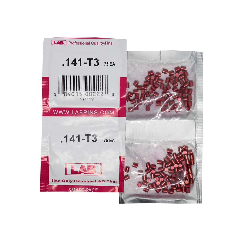 LAB - 141T - .141 Top Pin - .115 Diameter - Crown .003 Universal - Color-Coded - Brass Alloy - Smart Pack 150 Pins