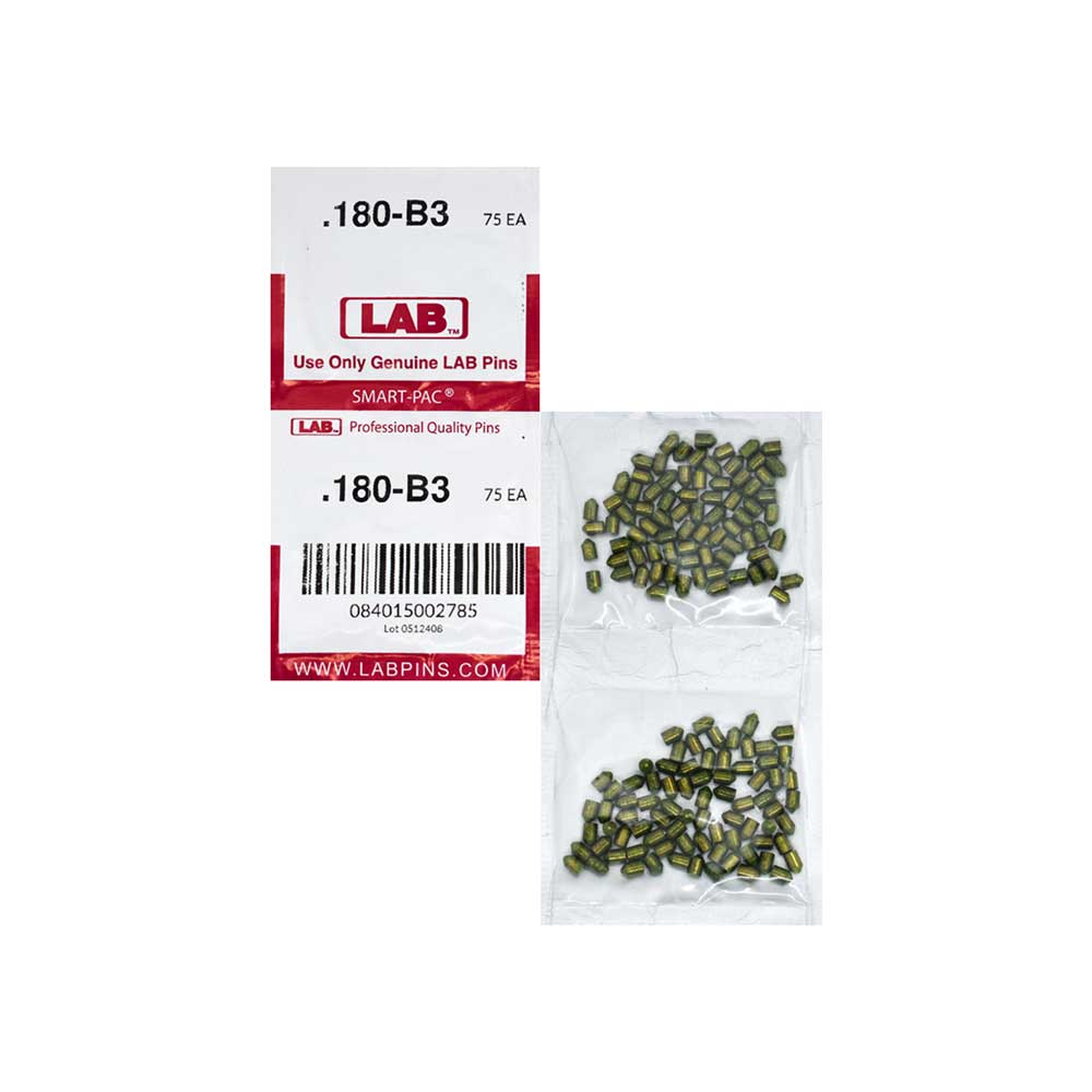 LAB - 180B - .180 Bottom Pin - .115 Diameter - Crown .003 Universal - Color-Coded - Brass Alloy - Smart Pack 150 Pins