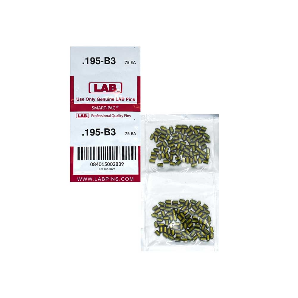 LAB - 195B - .195 Bottom Pin - .115 Diameter - Crown .003 Universal - Color-Coded - Brass Alloy - Smart Pack 150 Pins