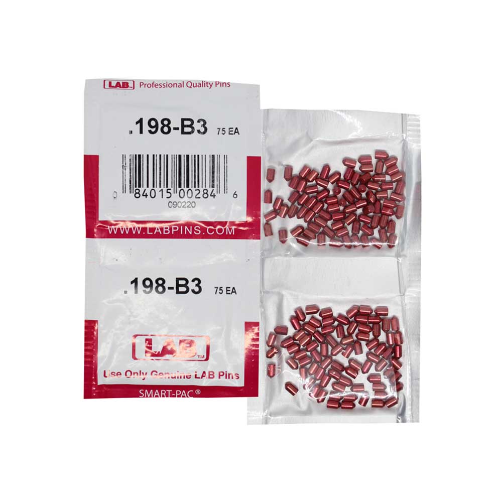 LAB - 198B - .198 Bottom Pin - .115 Diameter - Crown .003 Universal - Color-Coded - Brass Alloy - Smart Pack 150 Pins