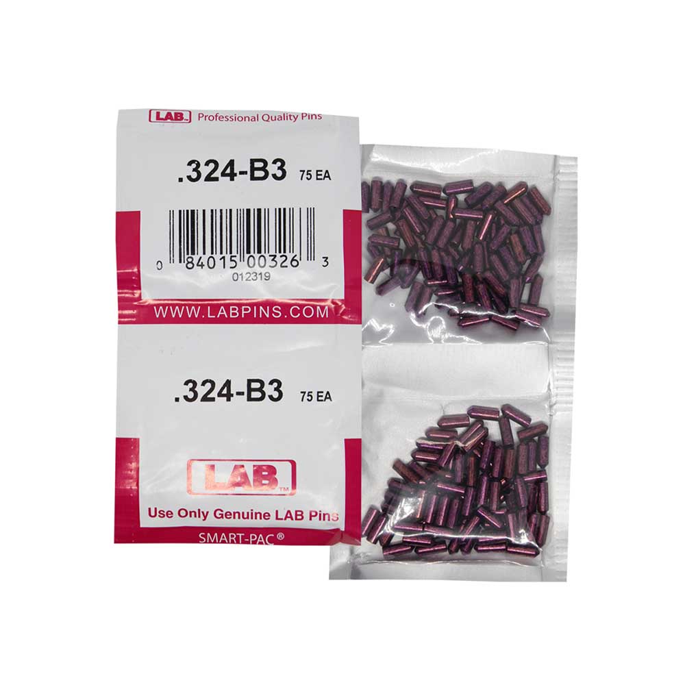 LAB - 324B - .324 Bottom Pin - .115 Diameter - Crown .003 Universal - Color-Coded - Brass Alloy - Smart Pack 150 Pins