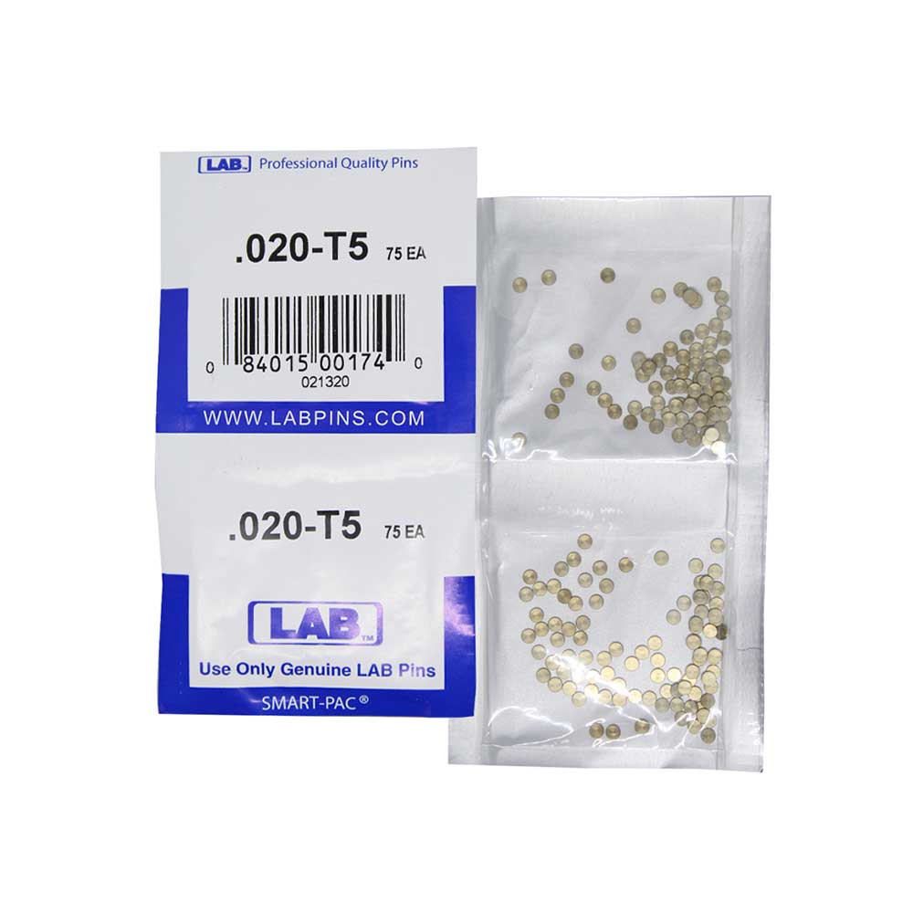 LAB - 5020T-SP - .020 Top Pin - .115 Diameter - Crown .005 Universal - Color-Coded - Brass Alloy - Smart Pack 150 Pins