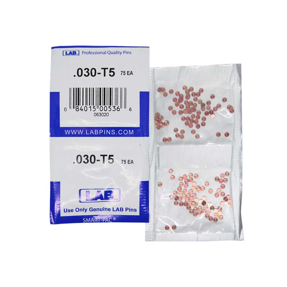 LAB - 5030T-SP - .030 Top Pin - .115 Diameter - Crown .005 Universal - Color-Coded - Brass Alloy - Smart Pack 150 Pins