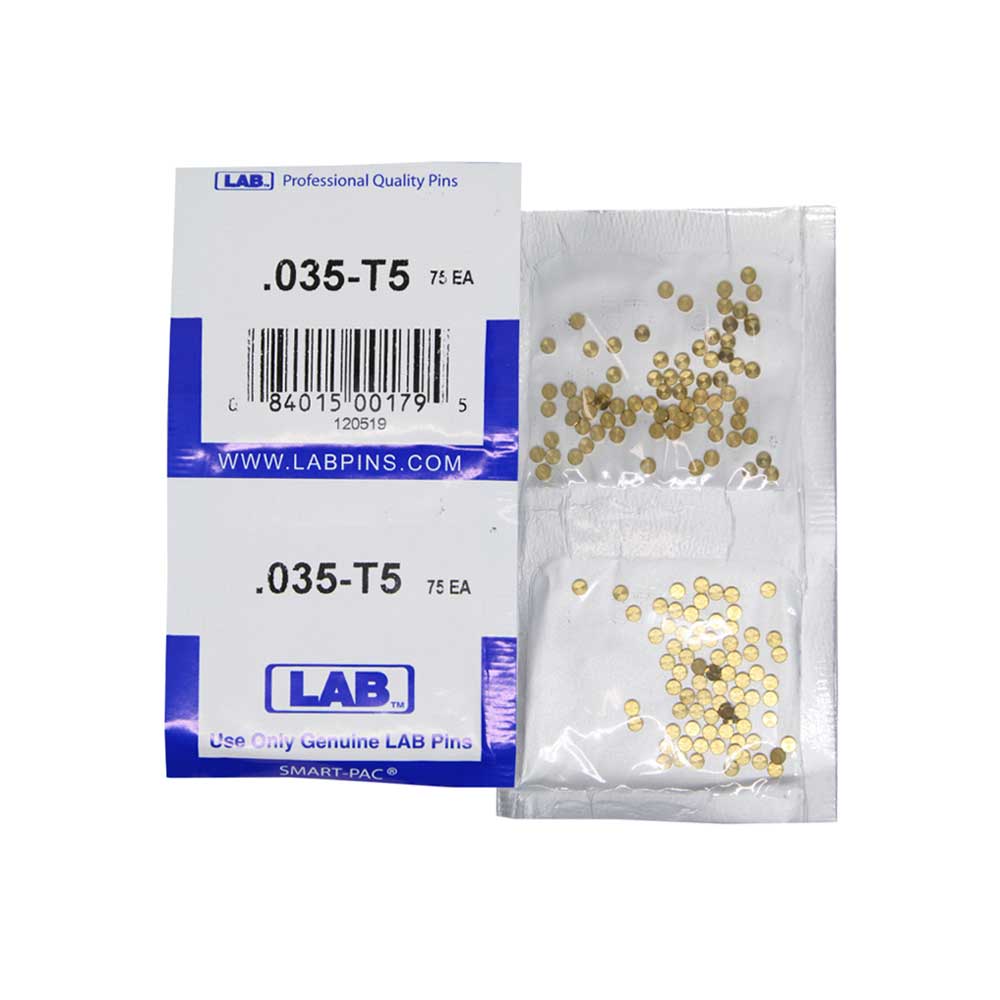 LAB - 5035T-SP - .035 Top Pin - .115 Diameter - Crown .005 Universal - Color-Coded - Brass Alloy - Smart Pack 150 Pins