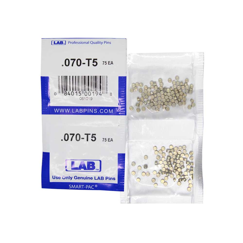 LAB - 5070T-SP - .070 Top Pin - .115 Diameter - Crown .005 Universal - Color-Coded - Brass Alloy - Smart Pack 150 Pins