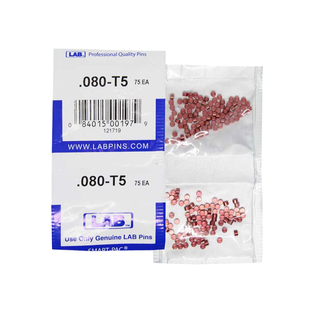 LAB - 5080T-SP - .080 Top Pin - .115 Diameter - Crown .005 Universal - Color-Coded - Brass Alloy - Smart Pack 150 Pins