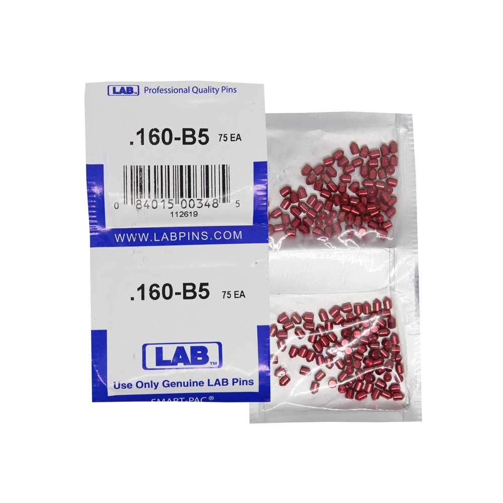 LAB - 5160B-SP - .160 Bottom Pin - .115 Diameter - Crown .005 Universal - Color-Coded - Brass Alloy - Smart Pack 150 Pins