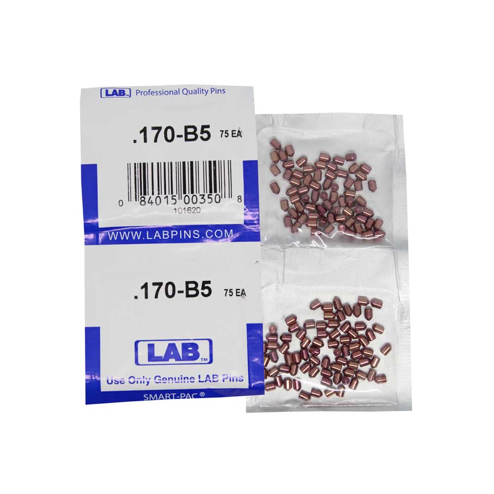 LAB - 5170B-SP - .170 Bottom Pin - .115 Diameter - Crown .005 Universal - Color-Coded - Brass Alloy - Smart Pack 150 Pins