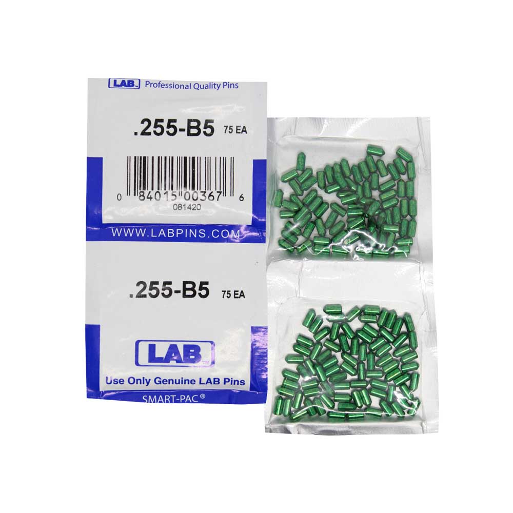 LAB - 5255B-SP - .255 Bottom Pin - .115 Diameter - Crown .005 Universal - Color-Coded - Brass Alloy - Smart Pack 150 Pins