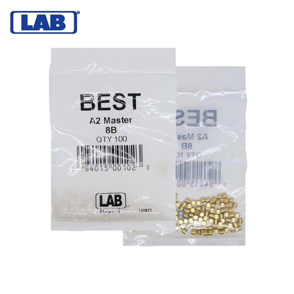 LAB - BEST-8B-P1 - Best A2 Original SFIC 8B Top Pin - Size .100 - Brass - Polybag 100 Pins