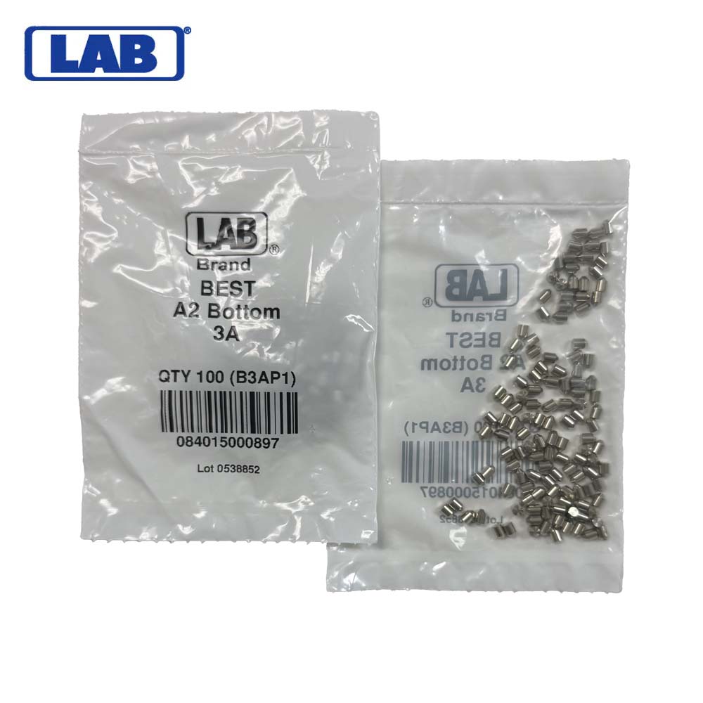 LAB - BEST-B3 - 3B BEST SFIC Bottom Pins - .147 Size - A2 Systems - Nickel Silver - Polybag 100 Pins