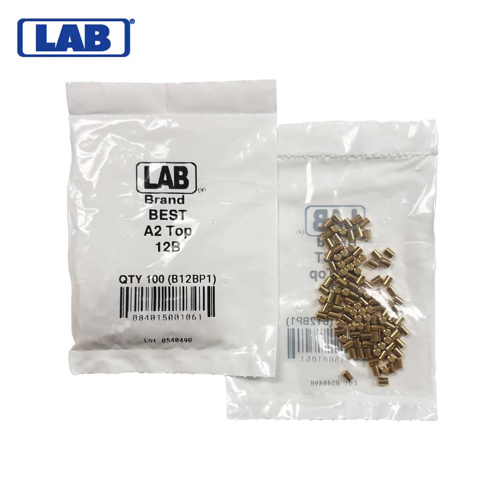 LAB - BEST-T12 - 12T BEST SFIC Top Pins - .150 Size - A2 Systems - Brass - Polybag 100 Pins