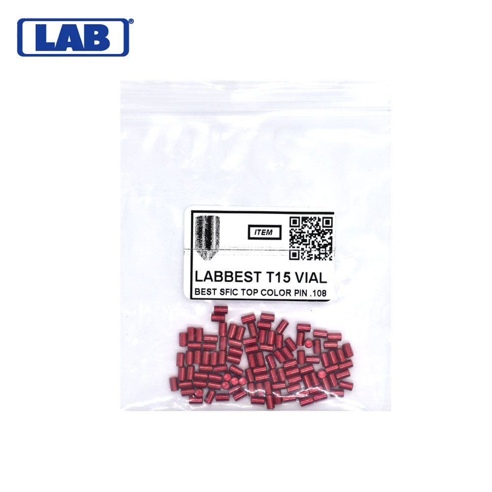 LAB - BEST-T15-VIAL - 15T Universal SFIC Top Pins - .187 Size - A2 Systems - Brass - Vial 100 Pins