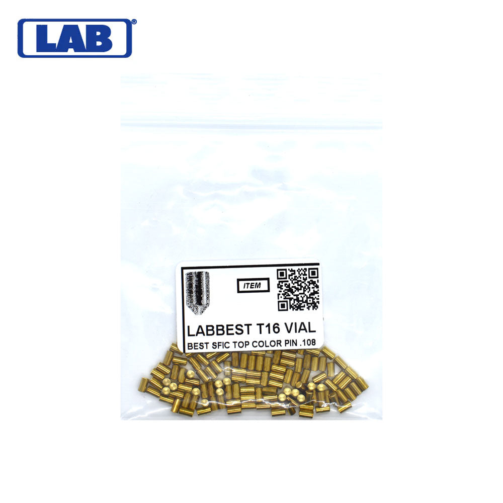 LAB - BEST-T16-VIAL - 16T Universal SFIC Top Pins - .200 Size - A2 Systems - Brass - Vial 100 Pins